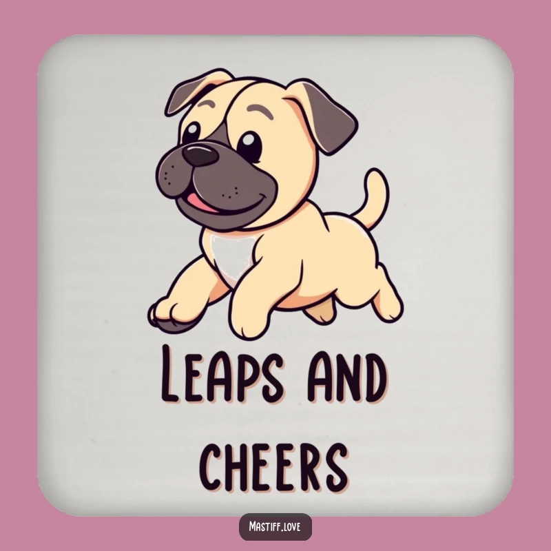 Funny Mastiff Coaster: Protect Surfaces with Puppy Leap Art, Gift