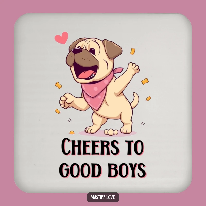 Funny Mastiff Treat Coaster Set: Protect with Excitement, Featuring an Energetic Jumper - Humorous Gift!