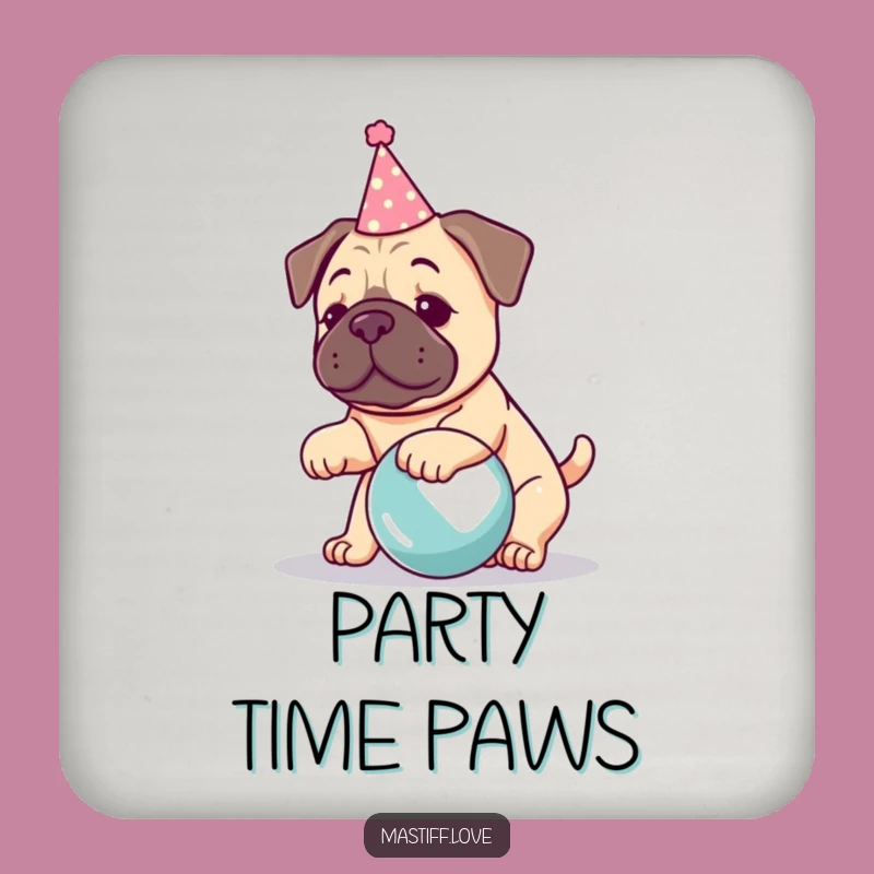 Funny Kawaii Mastiff Coaster: Party Pup Protection, Perfect Home Gift
