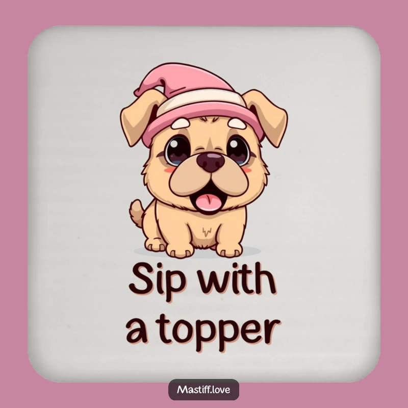 Funny Kawaii Mastiff Hat Surprise Coasters, Protect Tables Gift