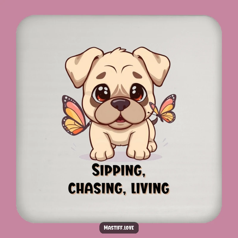 Kawaii Mastiff Butterfly Coasters: Innocent Dog Protection, Cute & Funny Gift Set