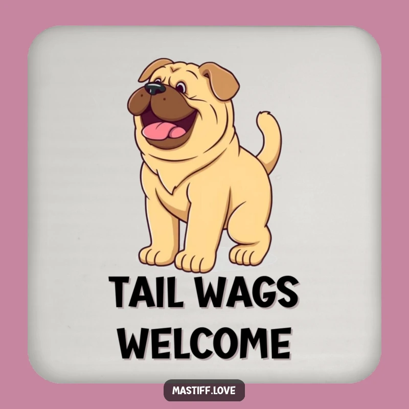 Funny Mastiff Puppy Wagging Tail Drink Coaster - Protect Surfaces with Happy Style