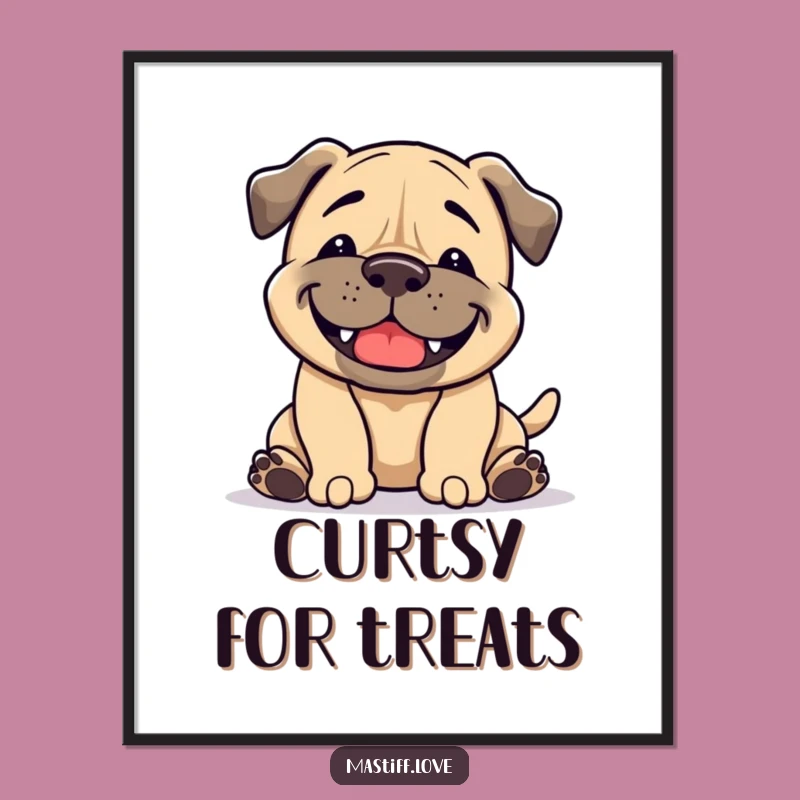 Funny Playful Mastiff Bowing Poster - Humorous Wall Art