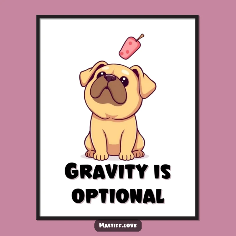 Funny Mastiff Floppy Ears Treat Poster - Humorous Wall Art