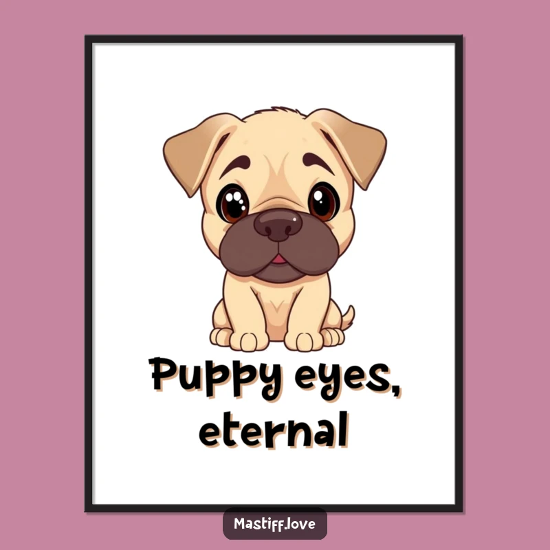 Funny Mastiff Puppy Head Tilt Poster - Curious Dog Art Funny Gift