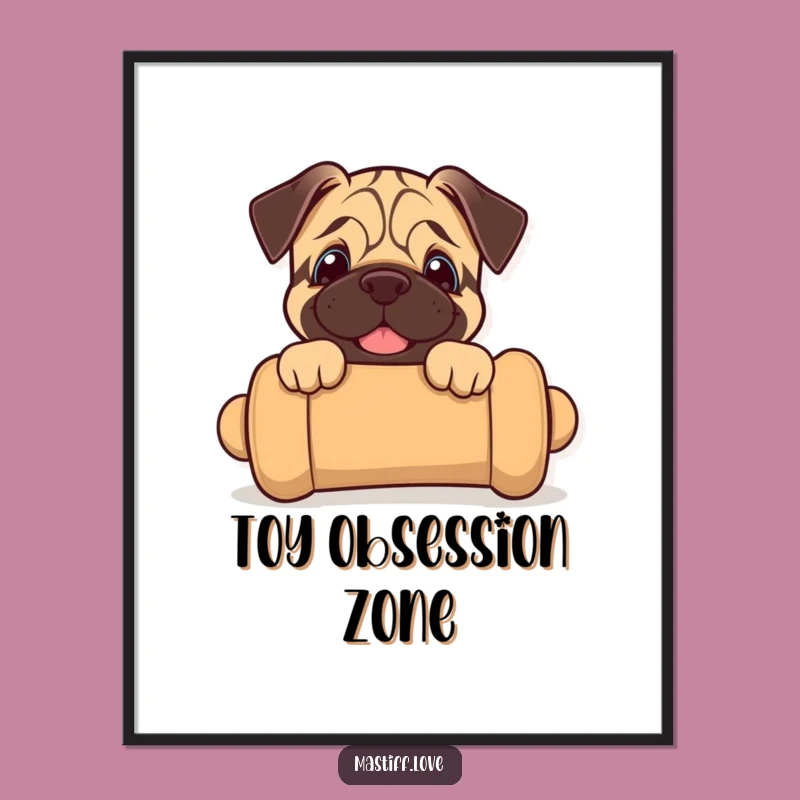 Funny Mastiff Puppy Poster: Joyful Pup Peeking Art Print, Cute Decor Gift