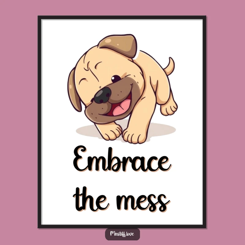 Funny Mastiff Puppy Tumble Poster - Adorable Clumsy Dog Art Funny Gift