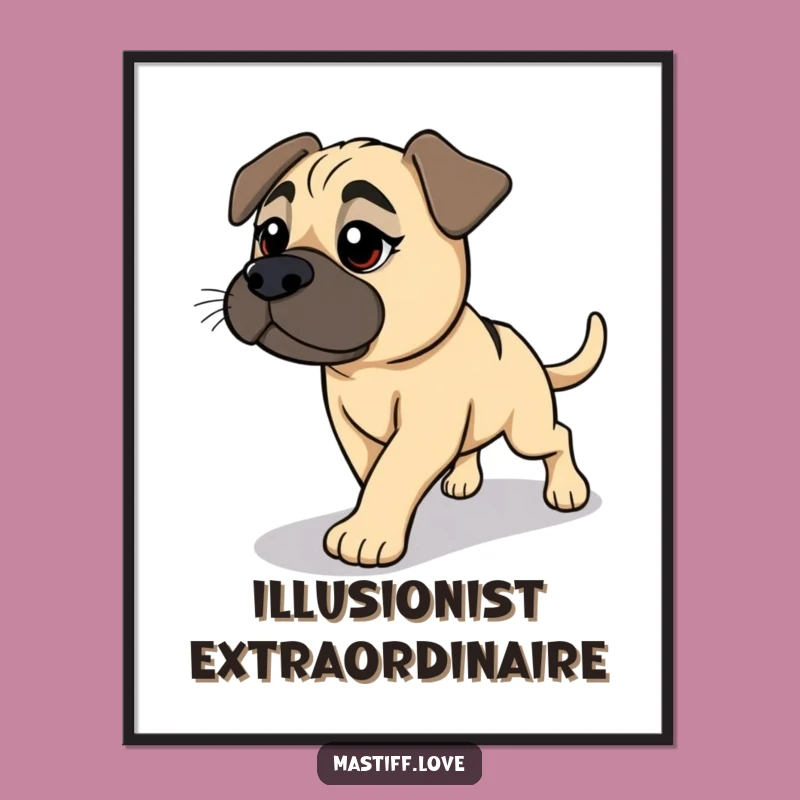 Funny Mastiff Shadow Chase Poster - Humorous Wall Art for Dog Lovers