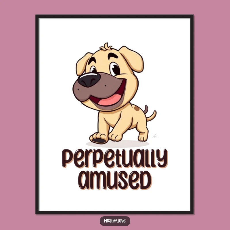 Funny Mastiff Goofy Poster - Tail Chase Fun - Hilarious Wall Art