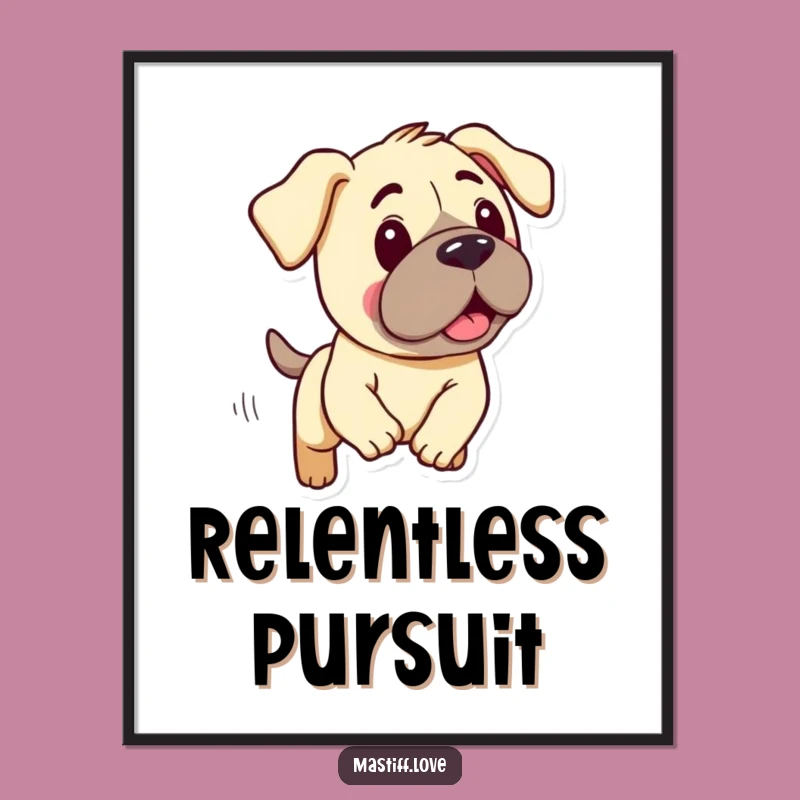 Funny Mastiff Poster: Kawaii Droopy-Eared Dog Chase Wall Art