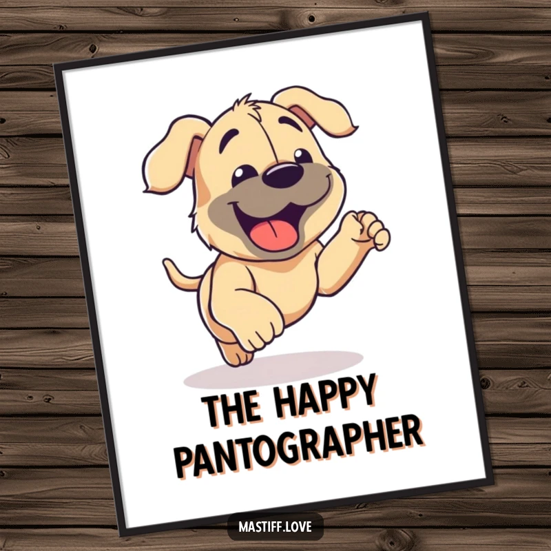 Funny Mastiff Poster capturing a joyful mastiff panting happily after a vigorous run, radiating pure athletic bliss and a love for play.