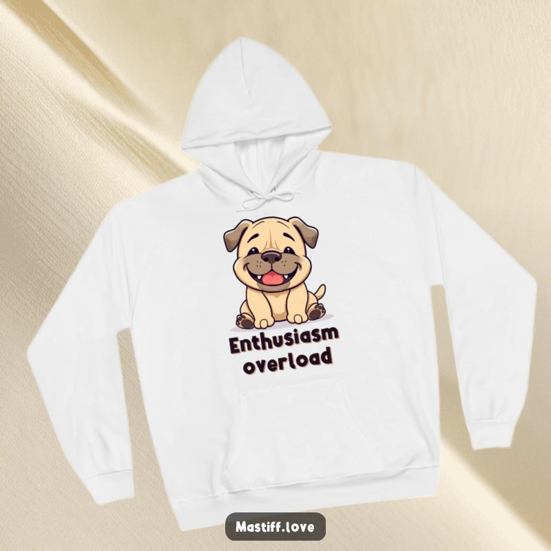Funny Mastiff Hoodie: A dog with a broad grin performs a playful bow, radiating happiness and warmth.