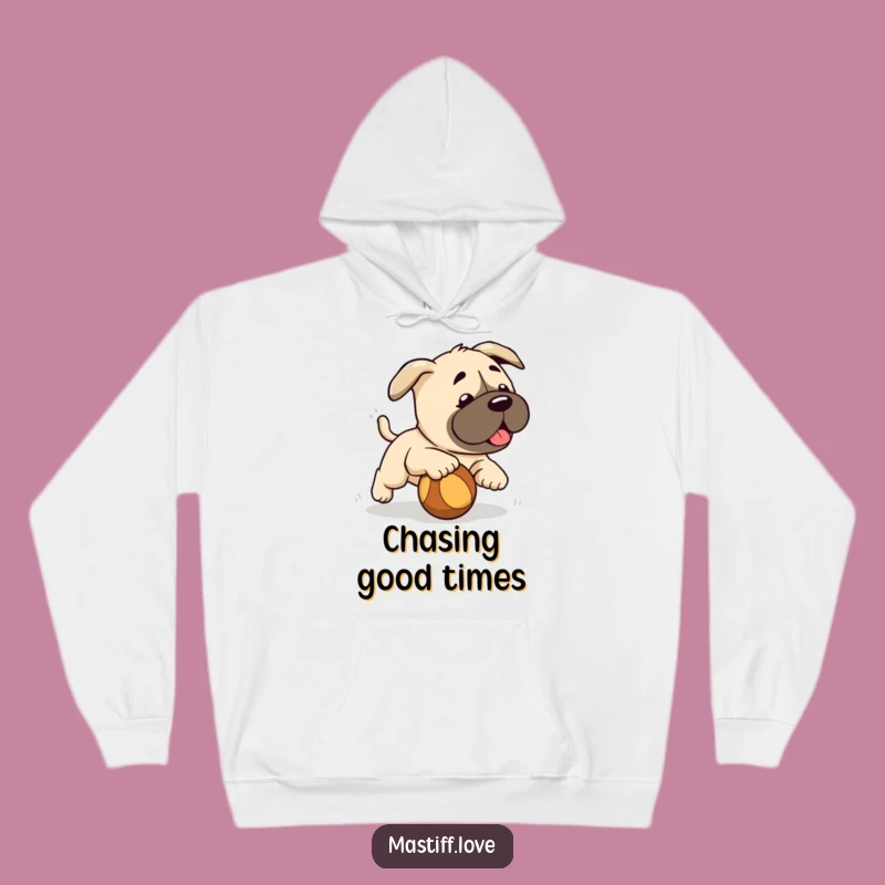 Funny Mastiff Puppy Ball Hoodie: Cozy Cartoon Comfort for Playful Dog Lovers