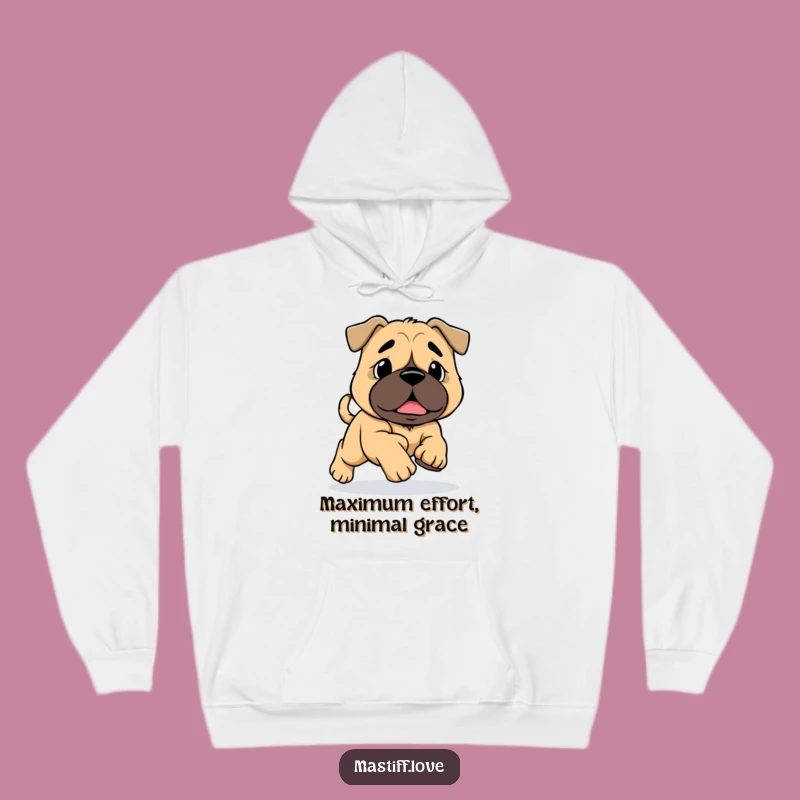 Funny Mastiff Tripping Hoodie: Cozy Big Paw Dog Running Sweatshirt Gift