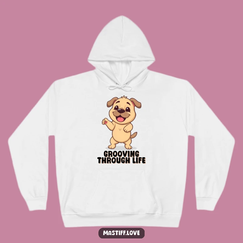 Cozy Mastiff Dance Hoodie: Happy Wiggle, Warm Humorous Dog Gift