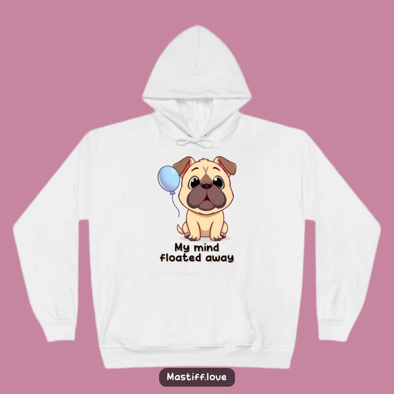 Funny Surprised Mastiff Hoodie - Cozy & Innocent Dog Gift with Floating Balloon!