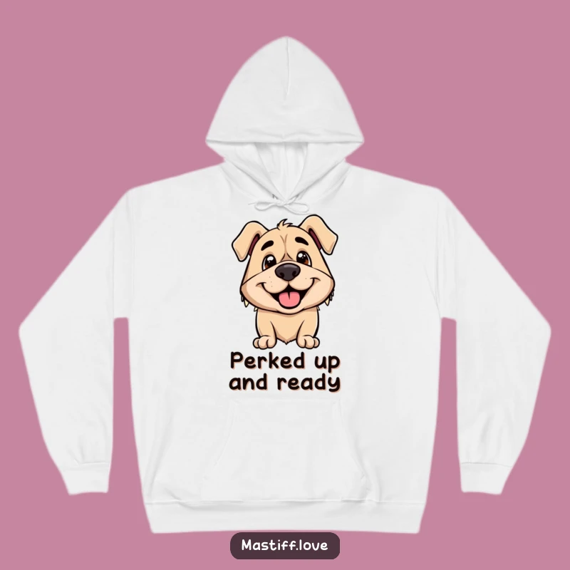 Cozy Funny Mastiff Hoodie: Excited Ears Warmth, Happy Dog Comfort, Gift