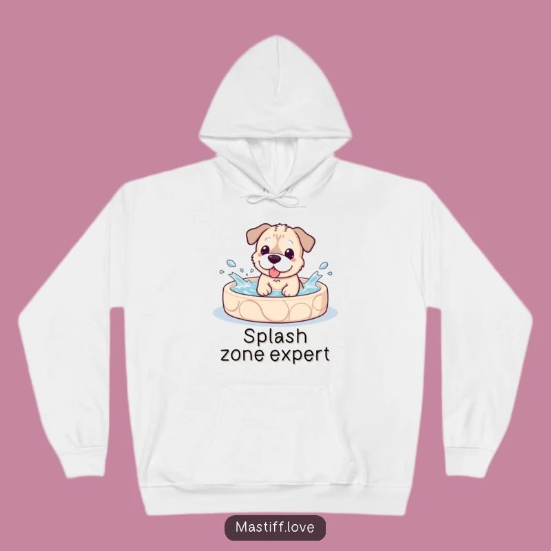 Cozy Kawaii Mastiff Pool Splash Hoodie, Warm Dog Lover Gift