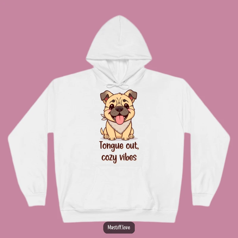 Funny Kawaii Mastiff Bandana Hoodie: Tongue Lolling, Cozy and Cool