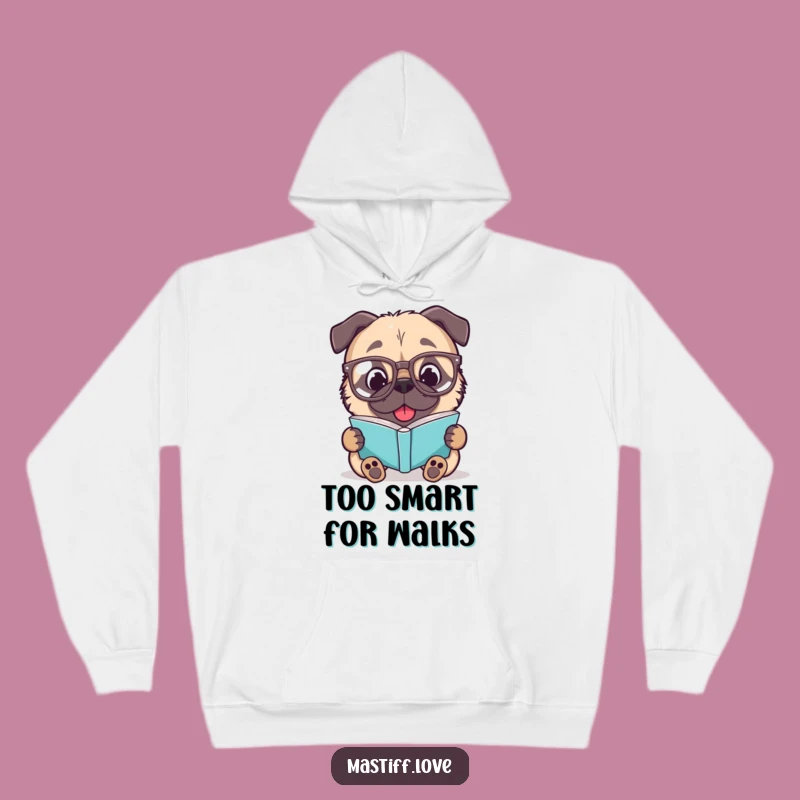 Cozy Funny Mastiff Hoodie: Spectacled Bookworm Dog Warm Apparel Gift