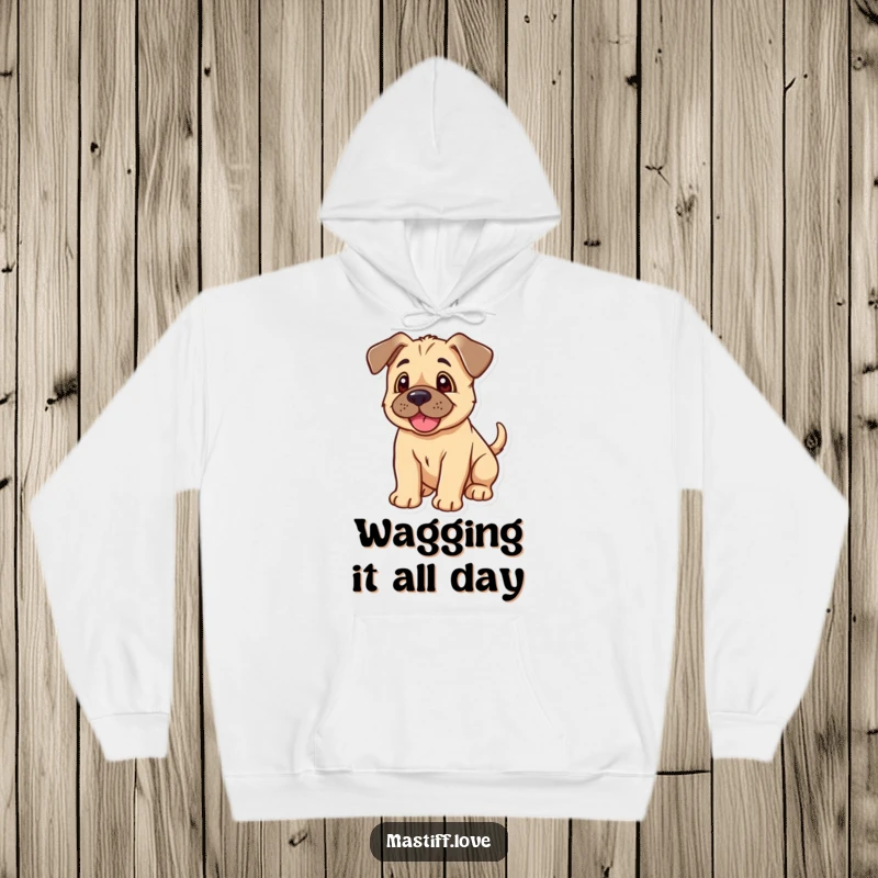 Funny Kawaii Mastiff Puppy Hoodie: A cuddly hoodie featuring a joyful mastiff puppy with floppy ears and a wagging tail.