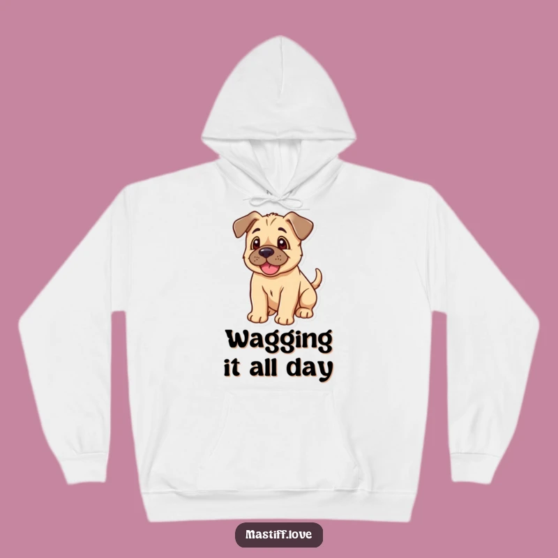 Funny Kawaii Mastiff Puppy Hoodie: Floppy Ears Wagging Tail, Cozy and Cute Gift