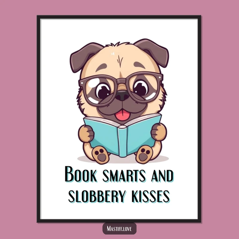 Free Printable Wall Art: Hilarious Mastiff Reading, Funny Dog Downloadable Decor for Home