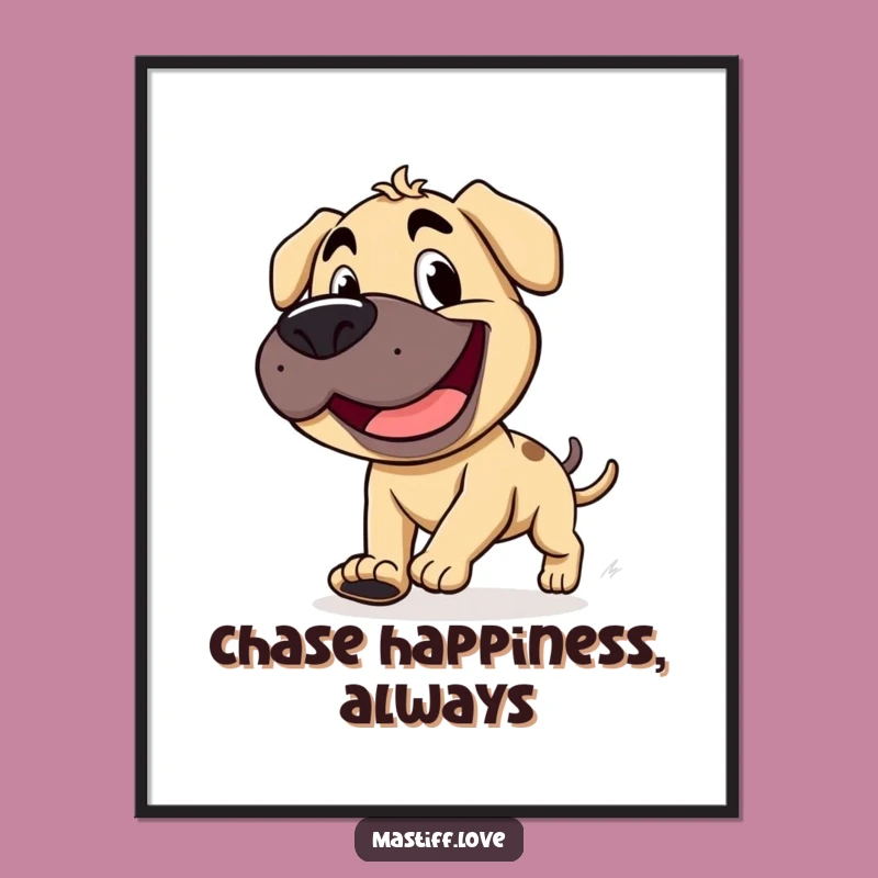 Free Printable Wall Art: Goofy Mastiff, Tail Chase, Funny Downloadable Decor!