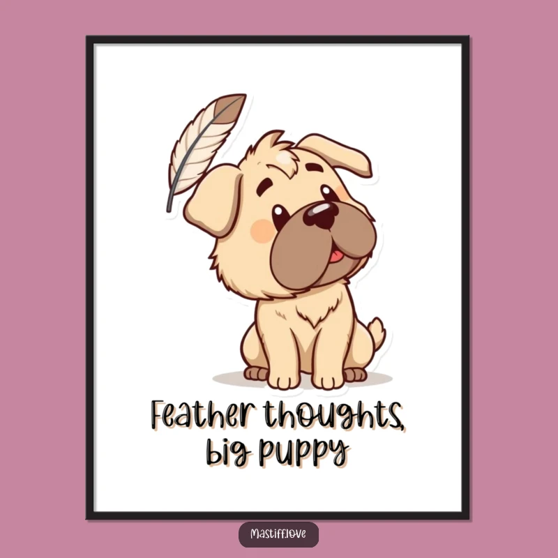 Free Printable Wall Art: Curious Mastiff Feather Gazing, Funny Dog Decor