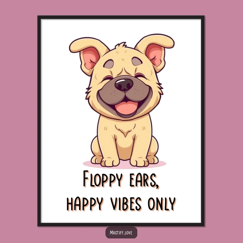 Free Printable Kawaii Mastiff Ears Wall Art: Funny Dog Downloadable Decor Gift!