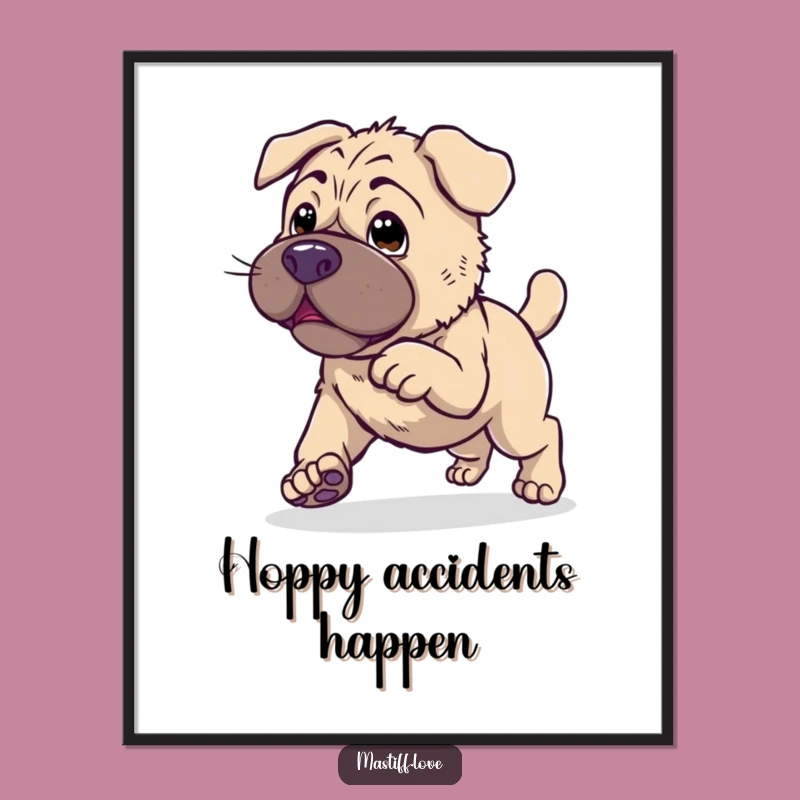 Free Printable Clumsy Mastiff Wall Art - Adorable Hop Downloadable Decor
