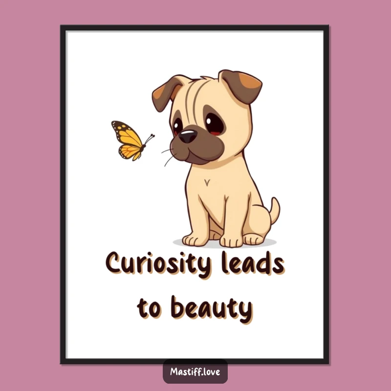 Free Printable Wall Art: Curious Mastiff, Butterfly, Gentle Downloadable Decor!