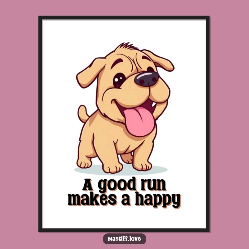 Free Printable Wall Art: Happy Panting Mastiff, Funny Dog Decor Download