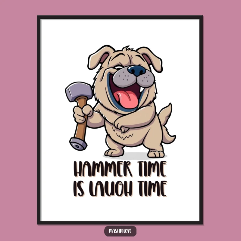 Free Printable Wall Art: Jovial Mastiff Laughing Funny Dog Downloadable Home Decor