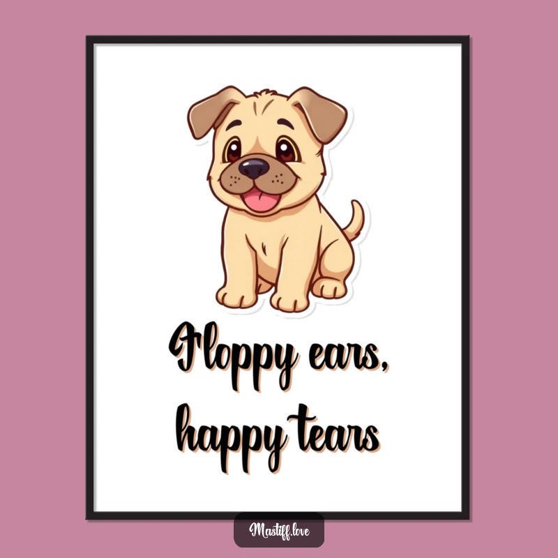Free Printable Wall Art: Kawaii Mastiff Puppy Wagging Tail - Funny Dog Decor Downloadable Art