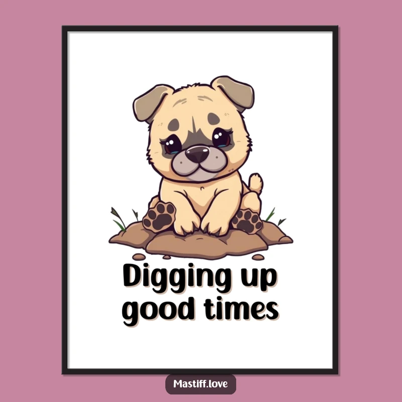 Funny Free Printable Wall Art: Mastiff Digging Art, Hilarious Dog Paw Print Downloadable Art
