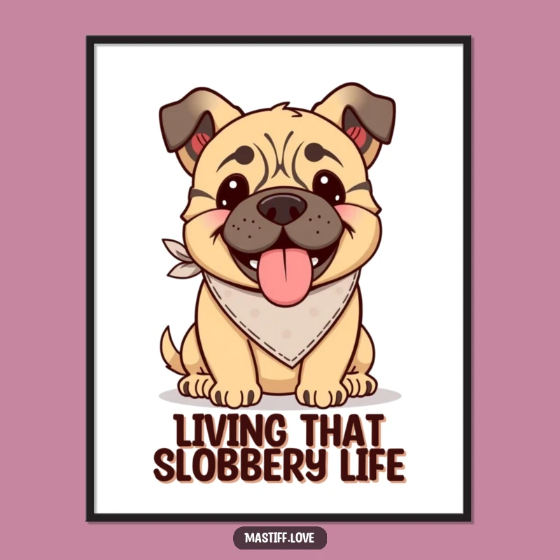 Free Printable Wall Art: Happy Mastiff with Bandana - Funny Dog Lover Decor Downloadable