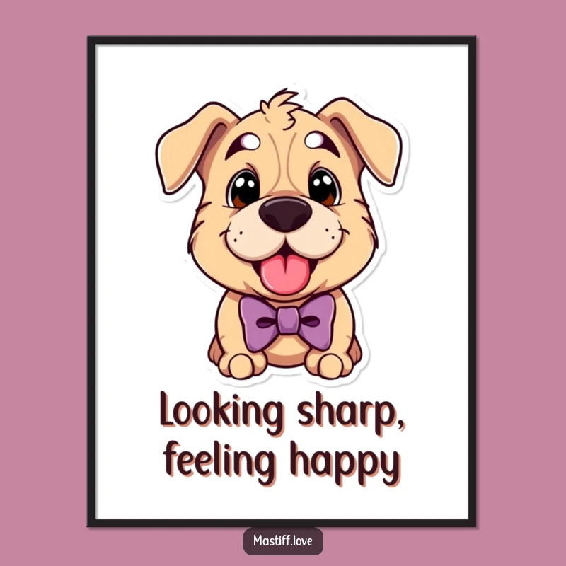 Free Printable Wall Art: Bowtie Mastiff Happy Pant, Funny Downloadable Decor