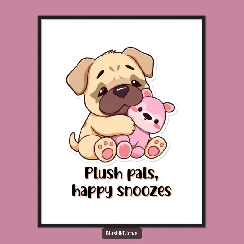 Free Printable Wall Art: Tiny Mastiff Cuddle Time, Funny Dog Decor