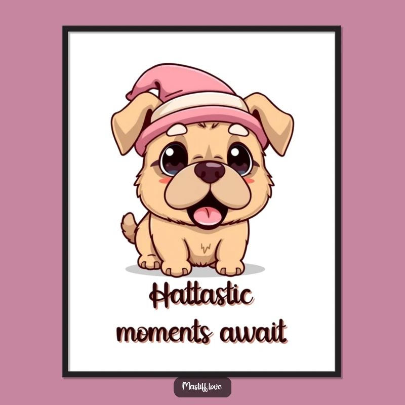 Surprised Mastiff Art Free Printable: Silly Hat Downloadable Decor!