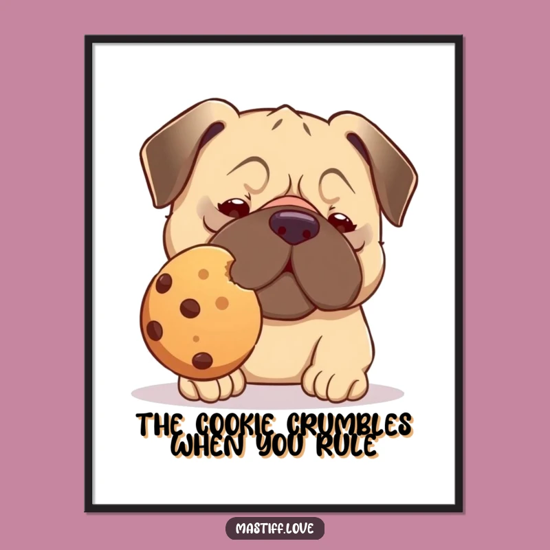 Free Printable Wall Art: Silly Kawaii Mastiff - Cookie Balance Humorous Downloadable Decor