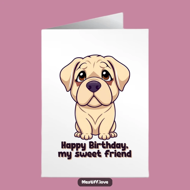 Free Printable Birthday Card: Adoring Mastiff's Sweet Look Funny Downloadable Gift