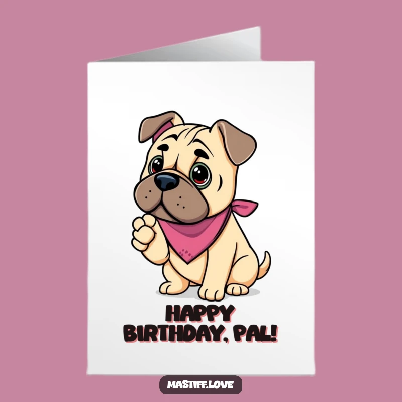 Free Printable Birthday Card: Friendly Kawaii Mastiff - Paw Offer DIY Downloadable Gift