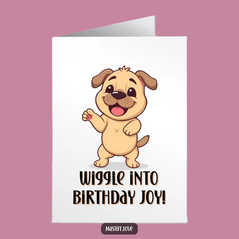 Free Printable Birthday Card: Happy Mastiff Dance Party!