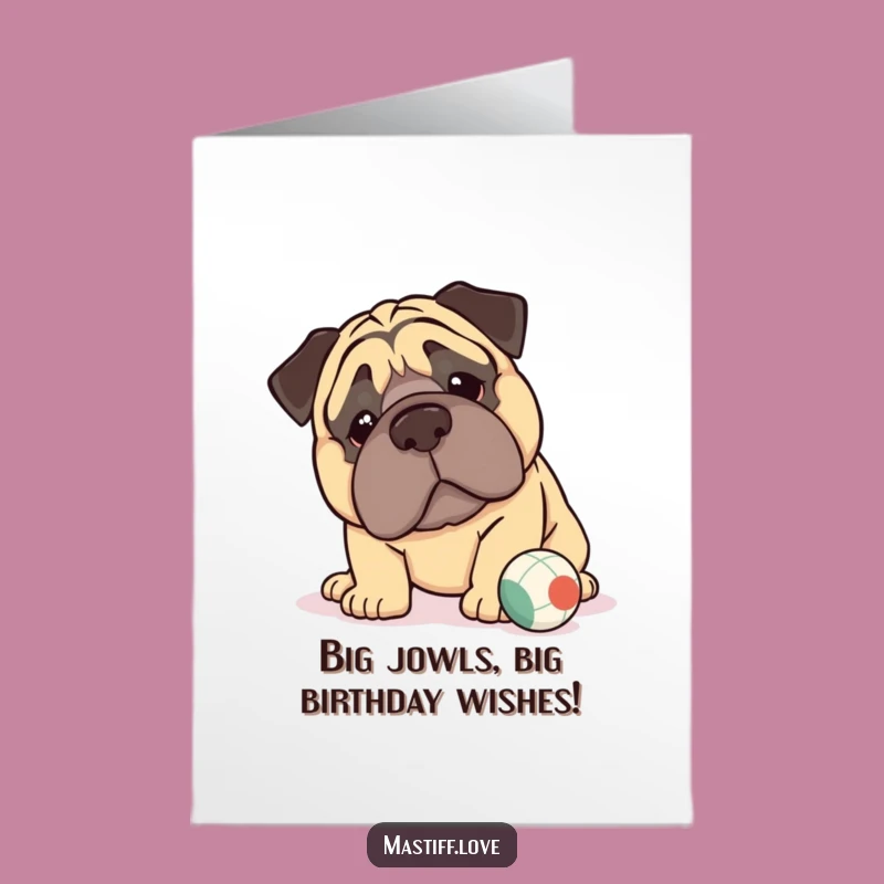 Free Printable Kawaii Mastiff Birthday Card: Funny Jowly Dog Downloadable Gift!