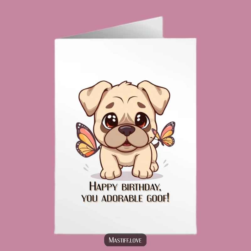 Free Printable Kawaii Mastiff Birthday Card - Adorable Doggo Downloadable for Smiles