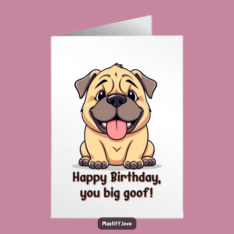 Free Printable Birthday Card: Goofy Mastiff's Happy Pant Funny Downloadable Gift