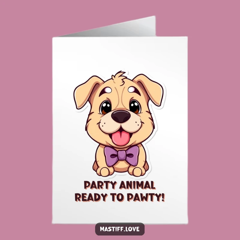 Free Printable Birthday Card: Bowtie Mastiff Happy Pant, Funny DIY Gift