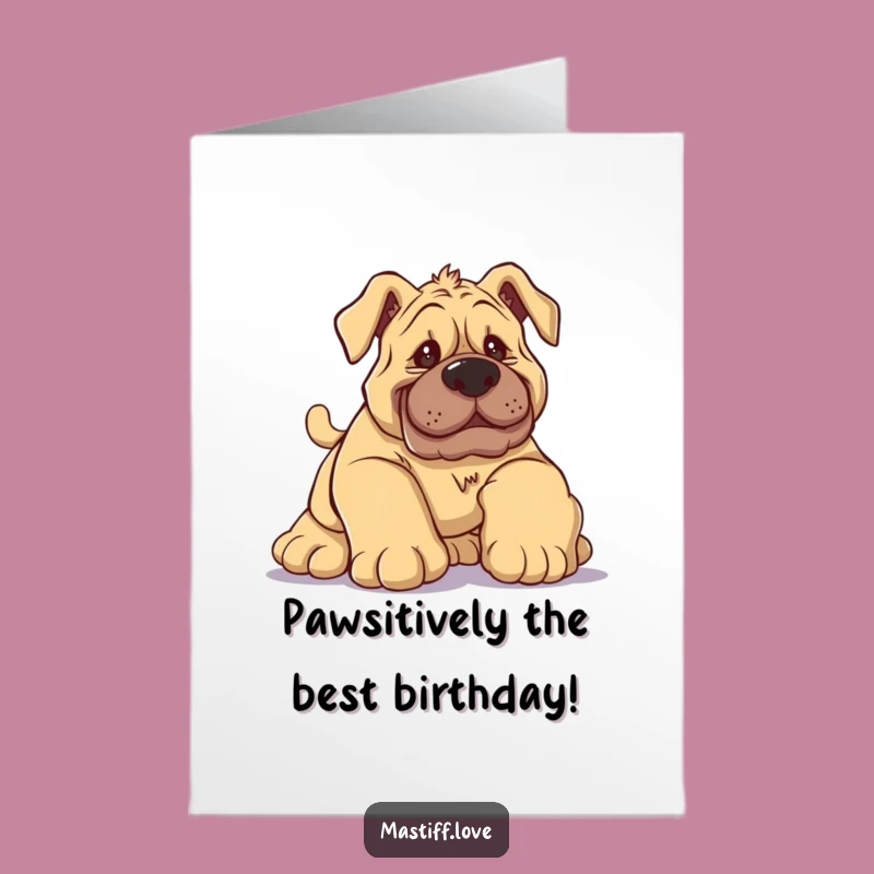 Free Printable Birthday Card: Silly Mastiff Tripping Funny Dog Downloadable Gift