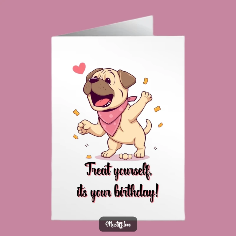 Free Printable Mastiff Birthday Card: Treat-Loving Dog's Fun Celebration